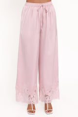 Viola Drawstring Wide Leg Pant - Pale Pink