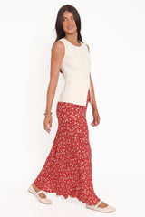 Zoella Maxi Skirt - Red Floral