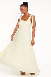 Valara Tie Shoulder Maxi Dress - Butter Yellow