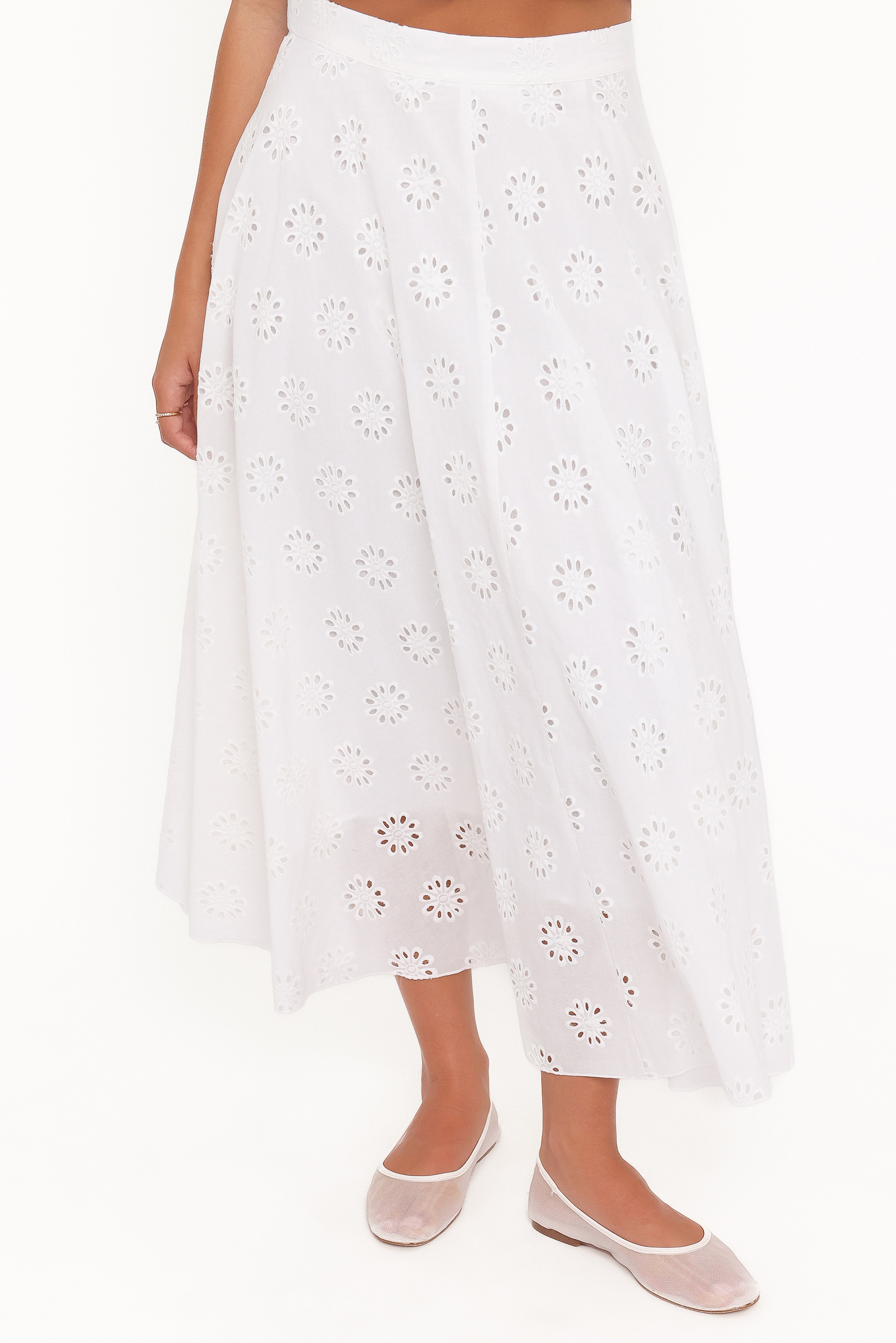 Varia Eyelet Maxi Skirt - White