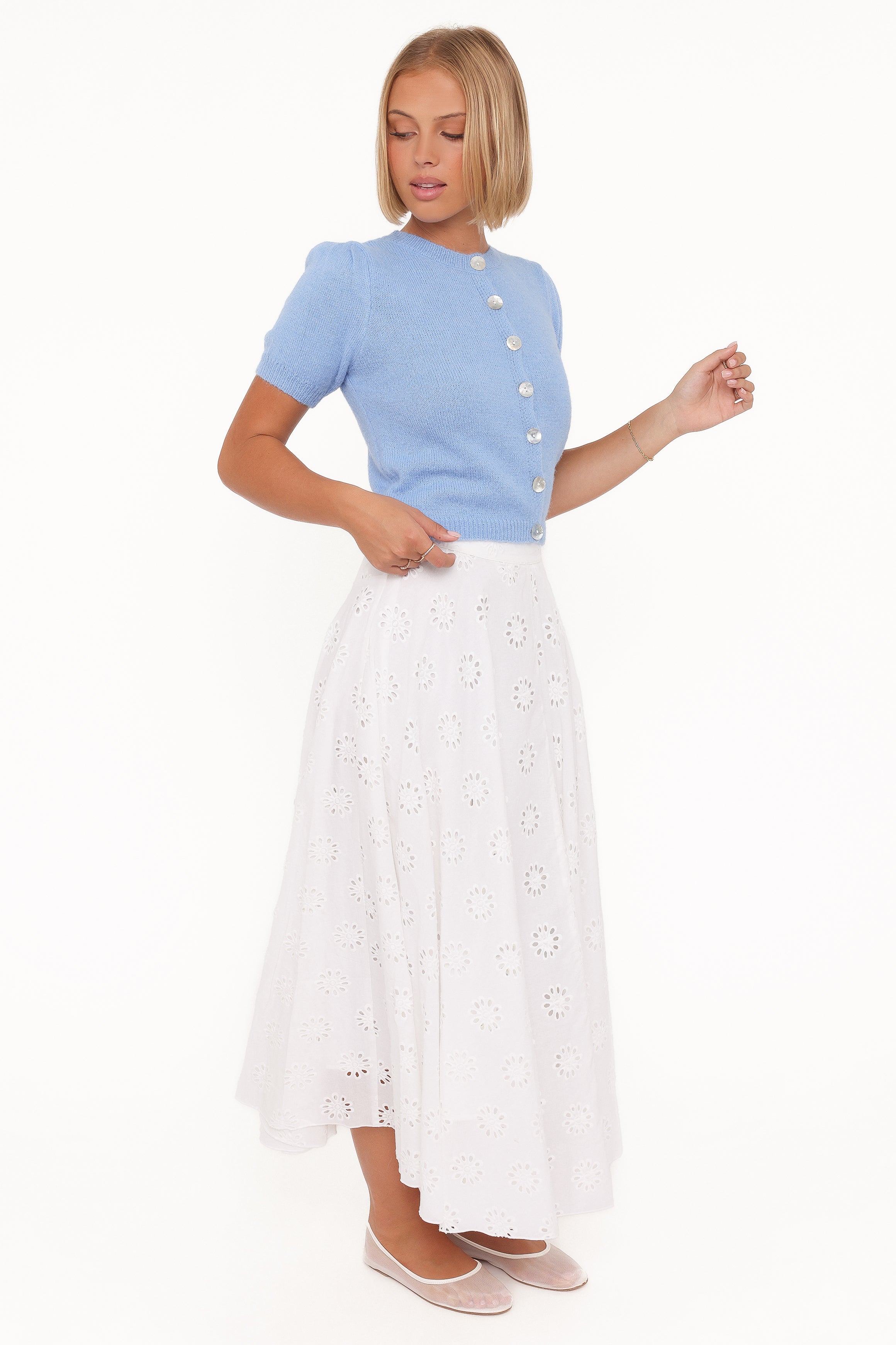 Varia Eyelet Maxi Skirt - White