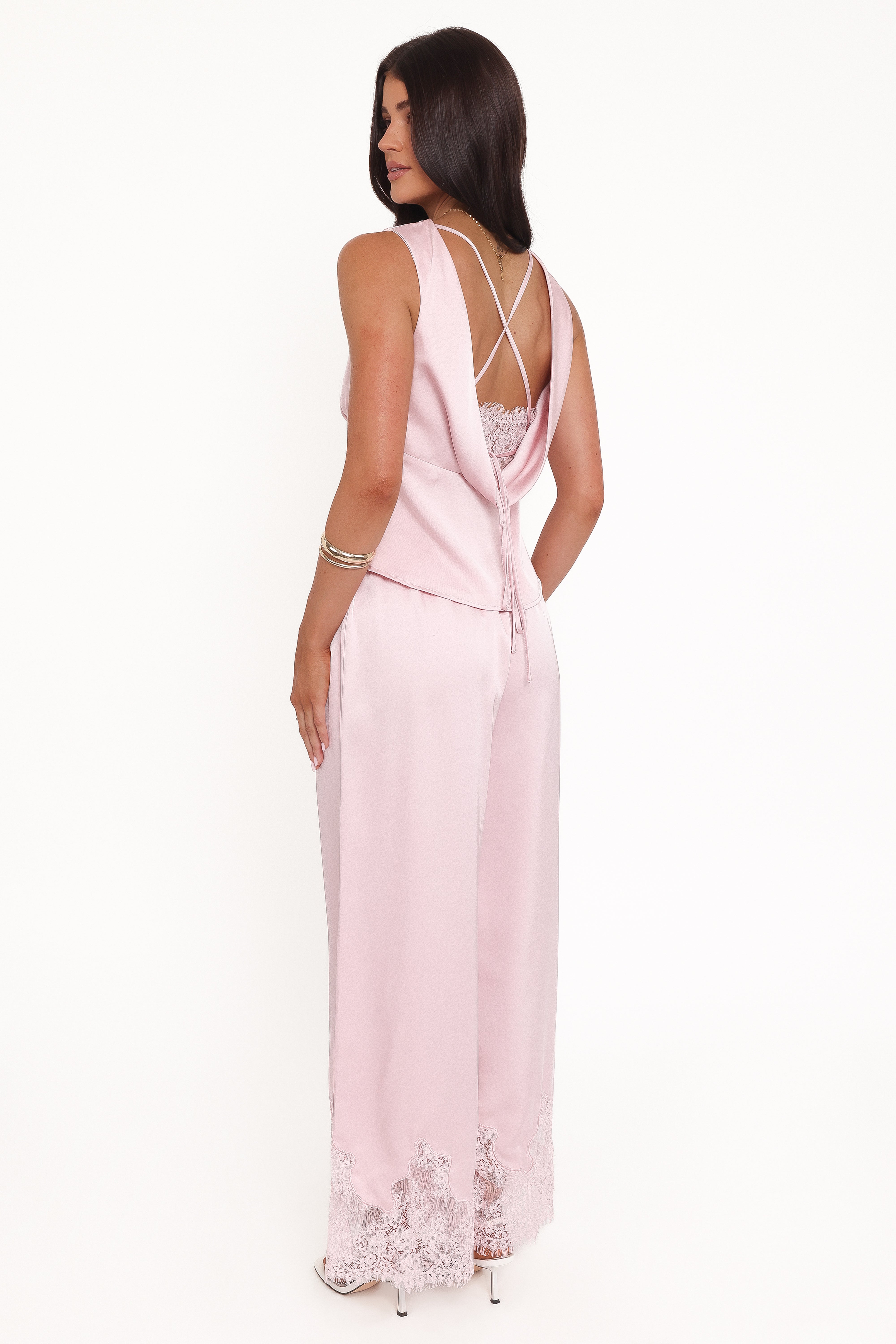 Viola Drawstring Wide Leg Pant - Pale Pink