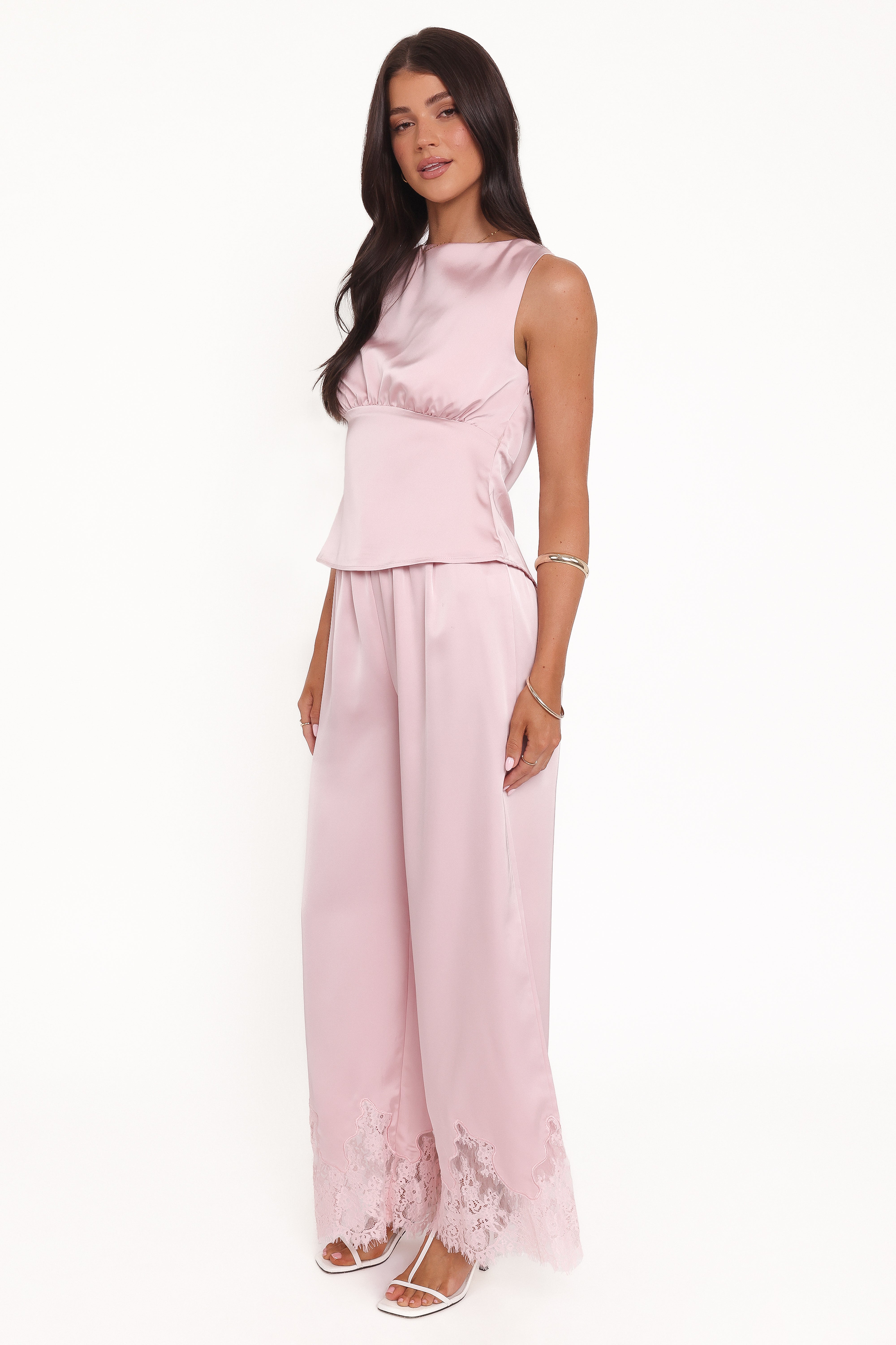 Viola Drawstring Wide Leg Pant - Pale Pink