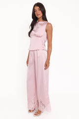 Viola Drawstring Wide Leg Pant - Pale Pink