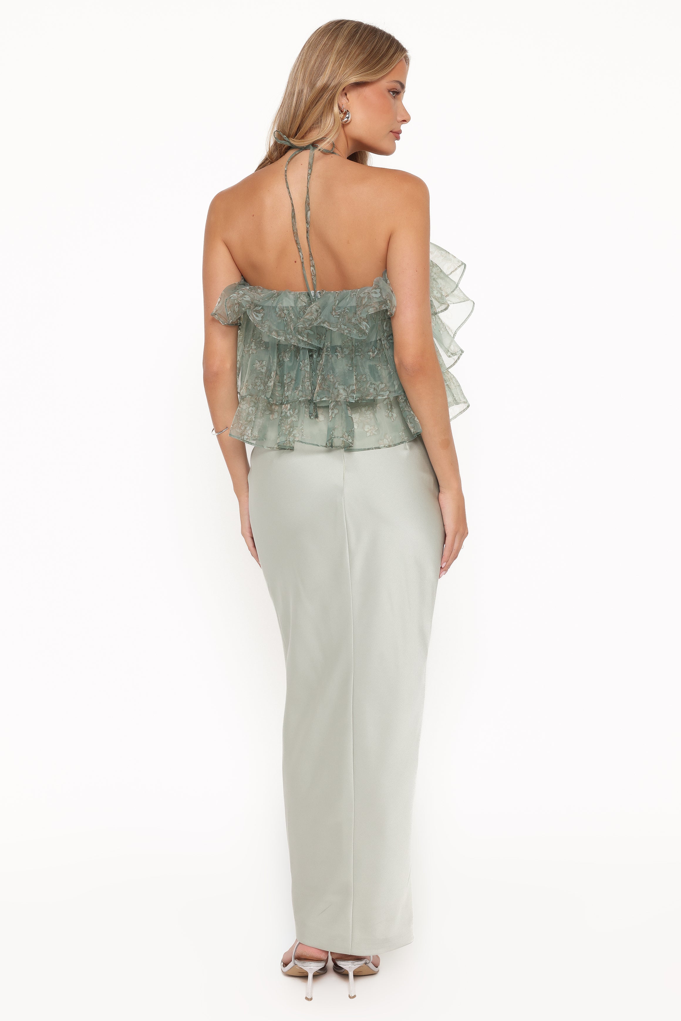 Viviana Fitted Column Skirt - Mint Green