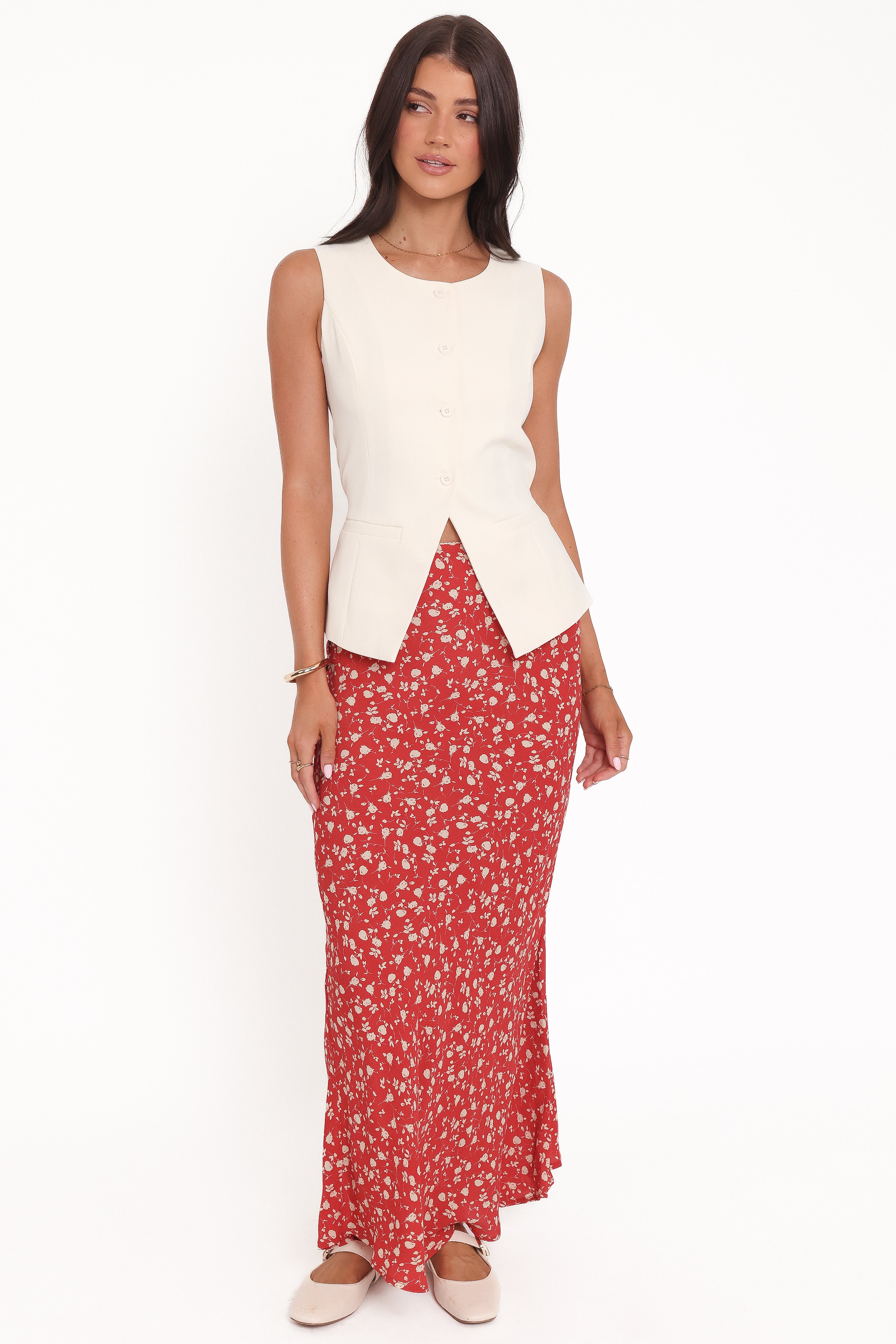Zoella Maxi Skirt - Red Floral