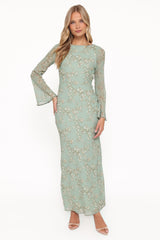 Yolanda Long Sleeve Maxi Dress - Sage Green Floral