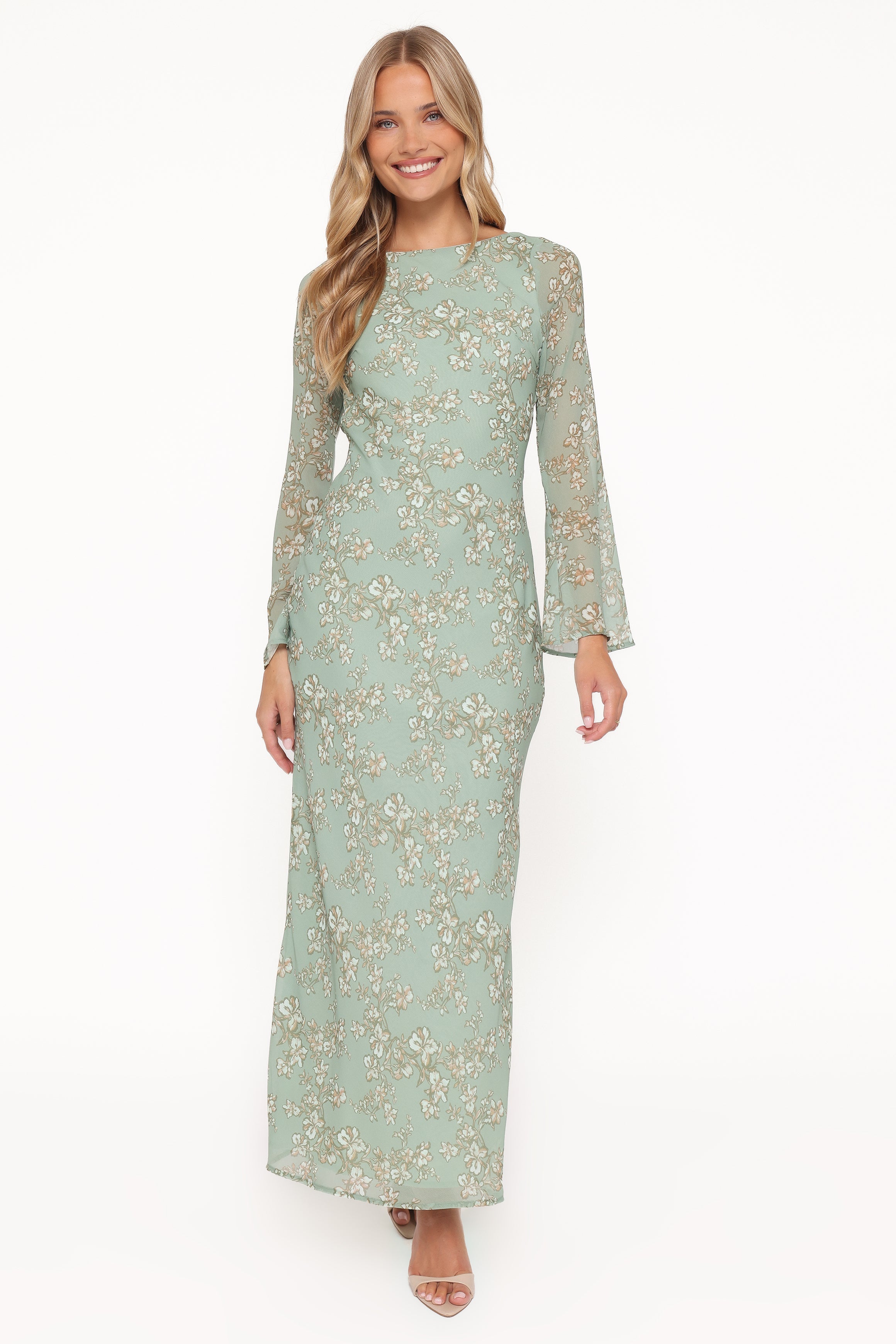 Yolanda Long Sleeve Maxi Dress - Sage Green Floral