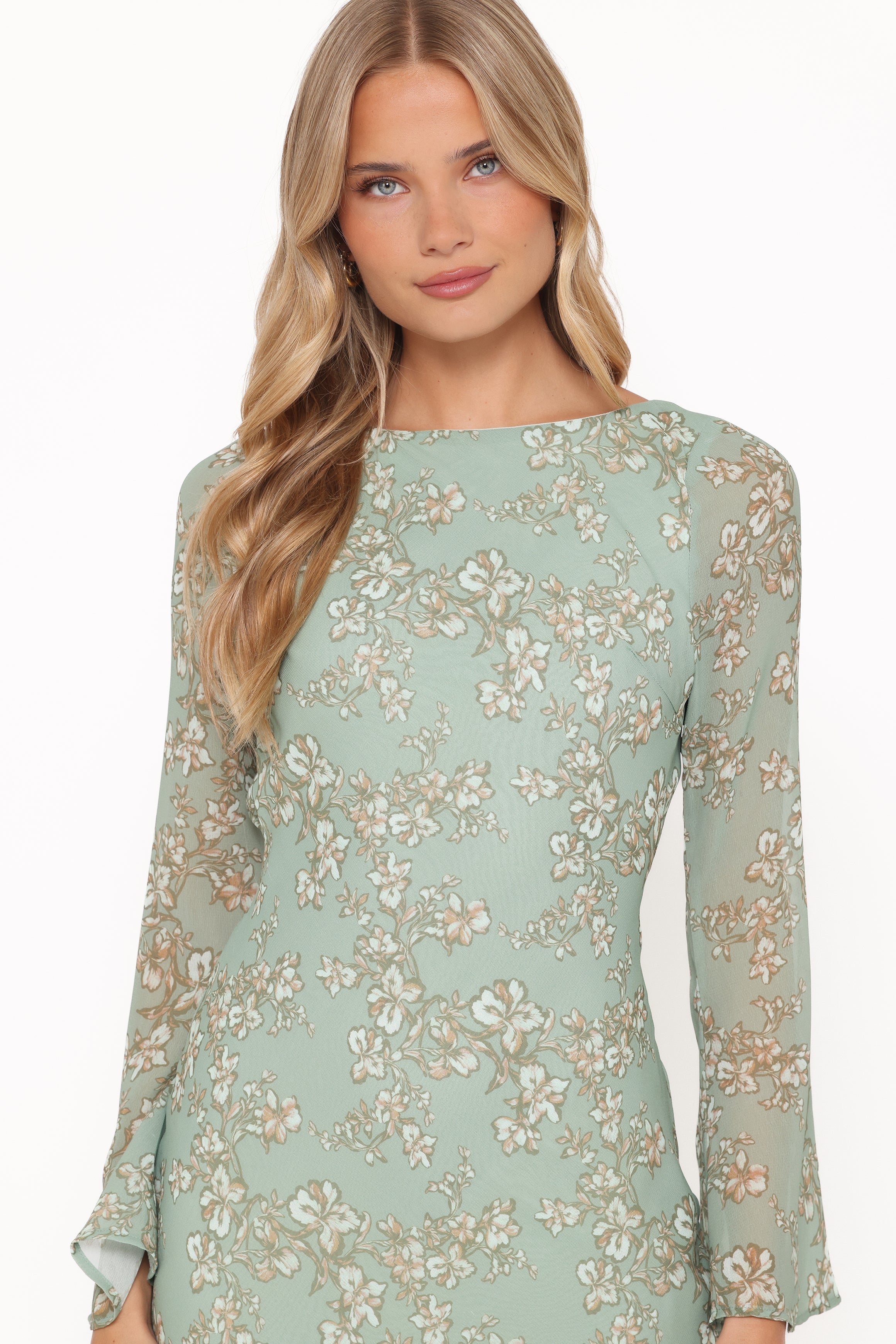 Yolanda Long Sleeve Maxi Dress - Sage Green Floral