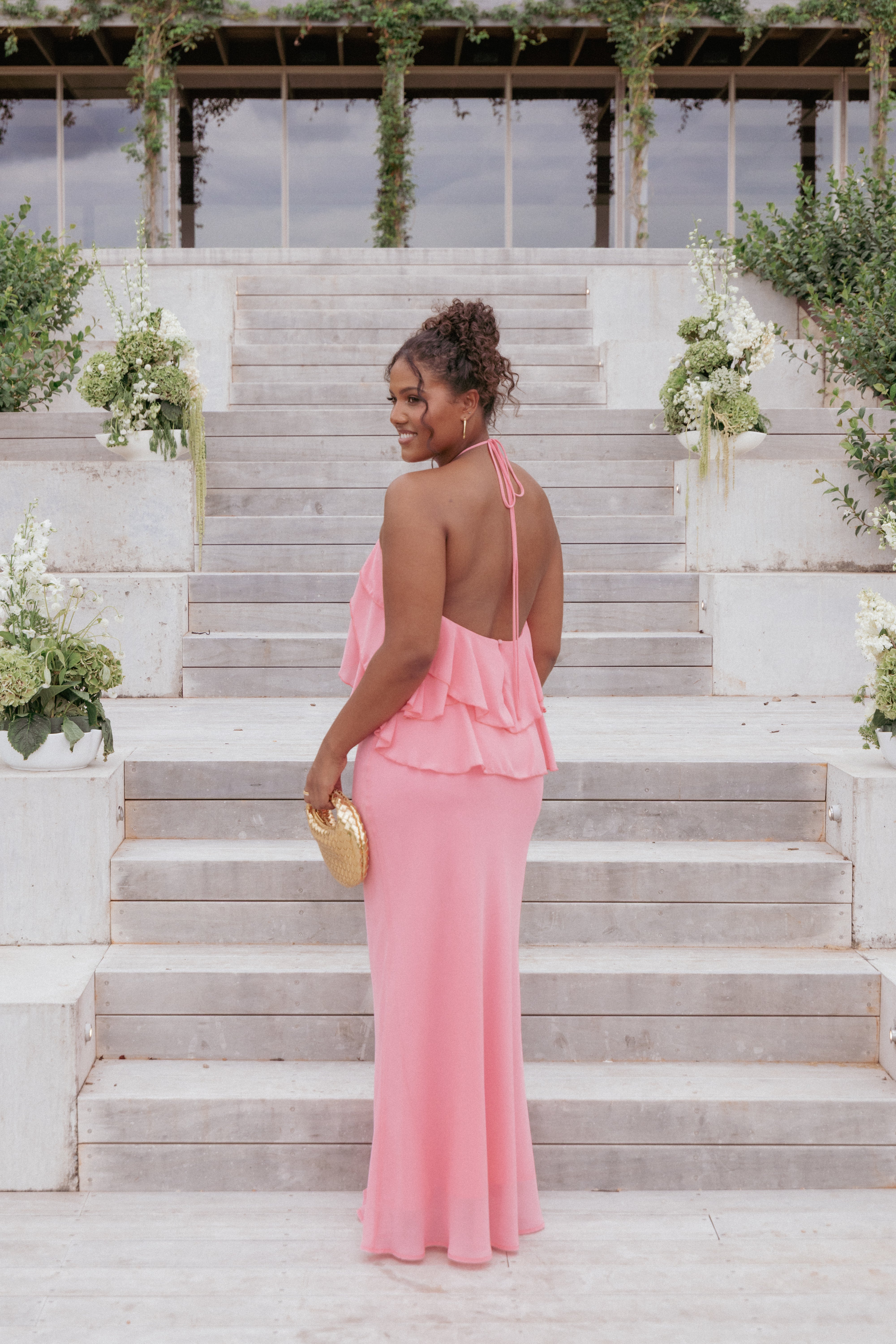 Zorina Halterneck Maxi Dress - Coral