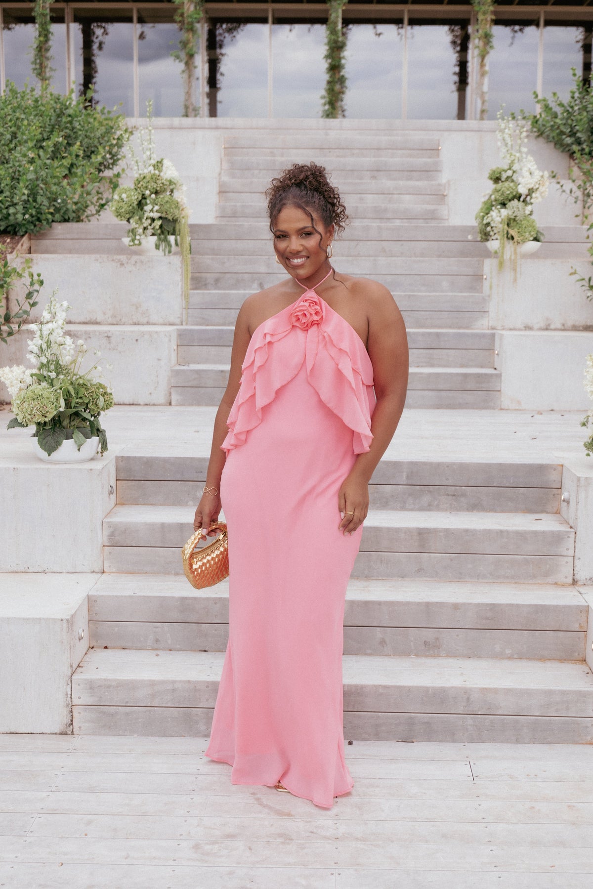 Zorina Halterneck Maxi Dress - Coral