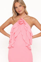 Zorina Halterneck Maxi Dress - Coral