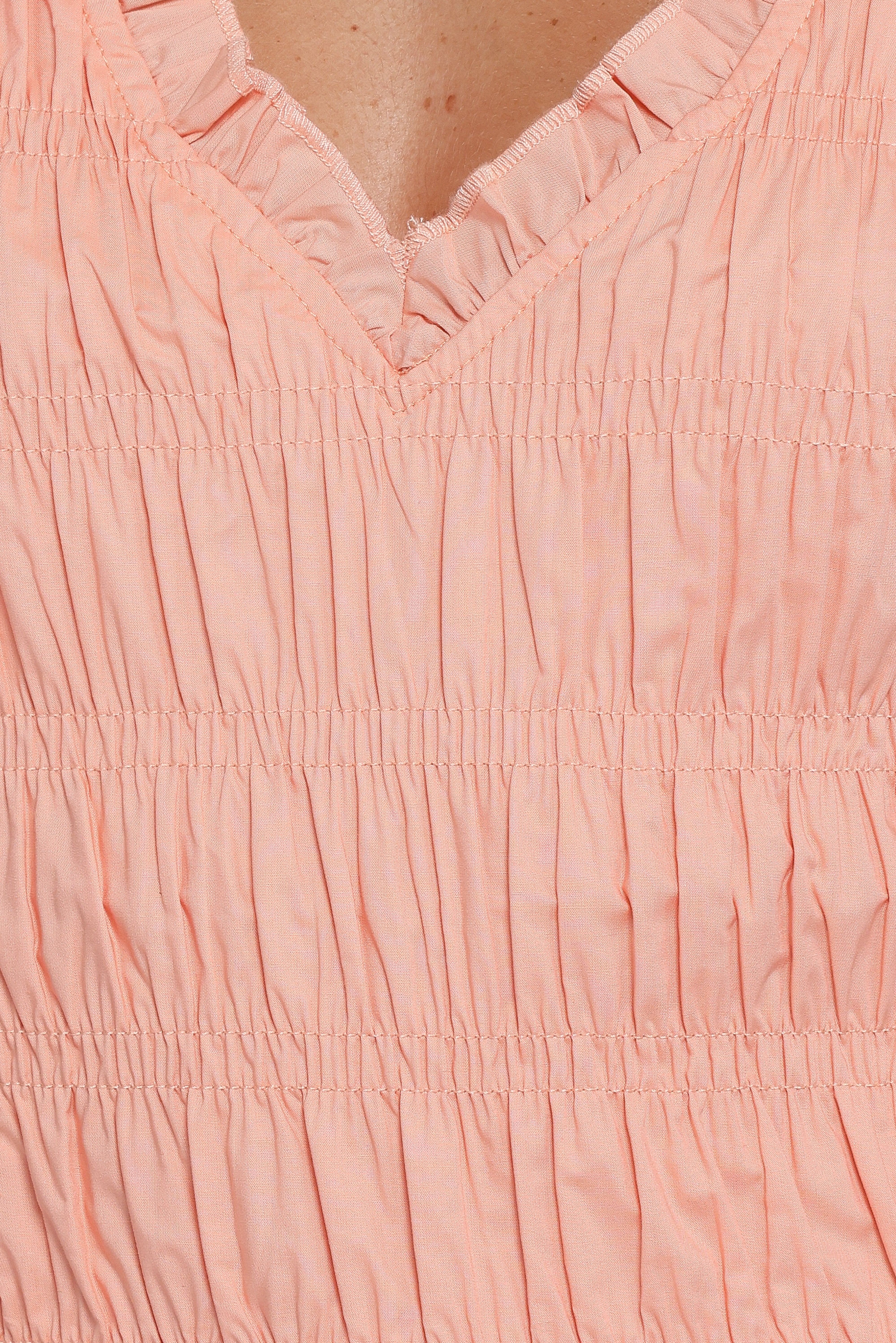 Xenia Smocked Top - Peach