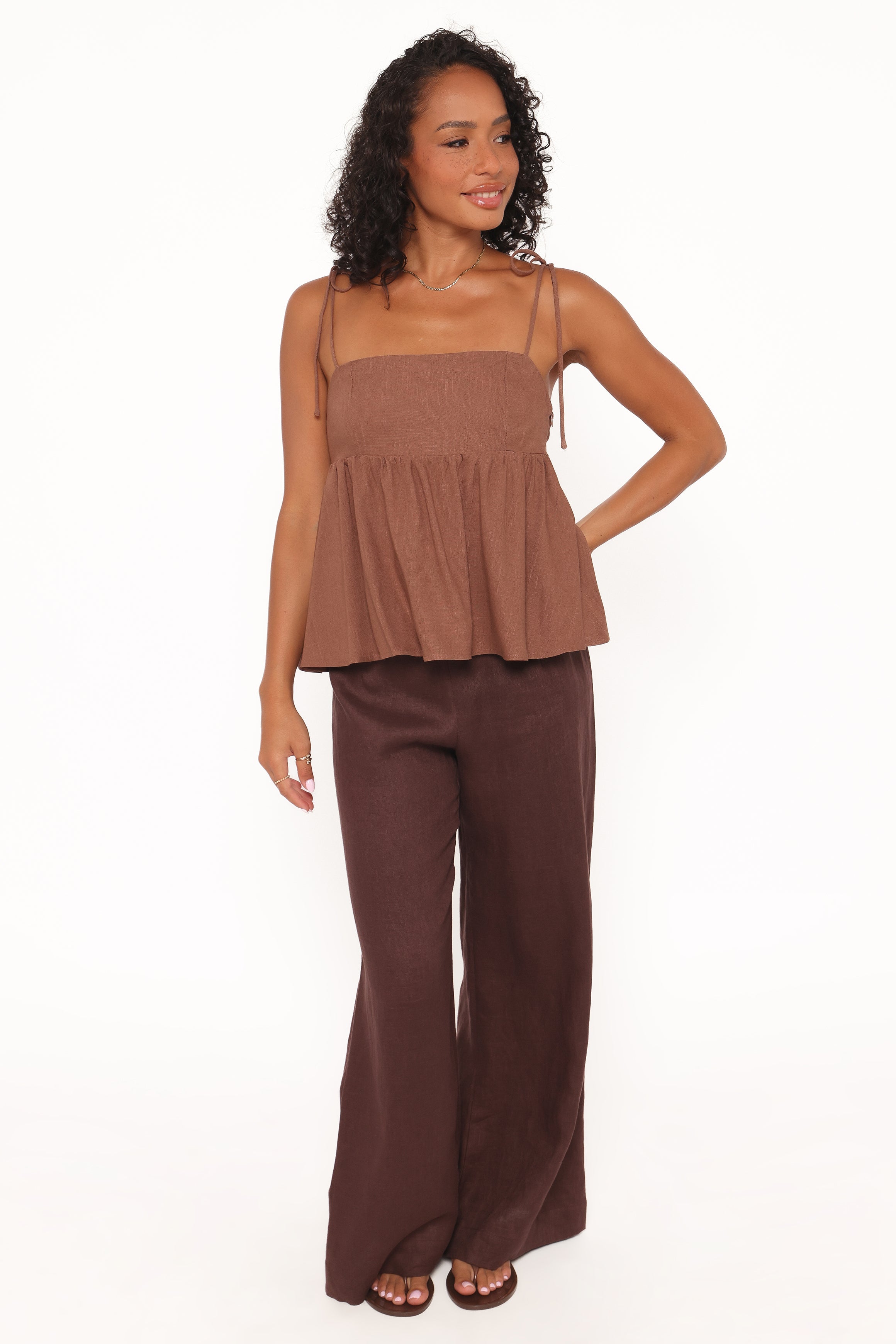 Zephyra Baby Doll Top - Brown