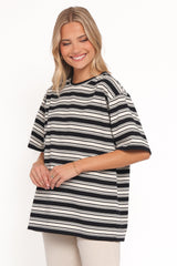 Zestora Tee - Black Ivory Stripe