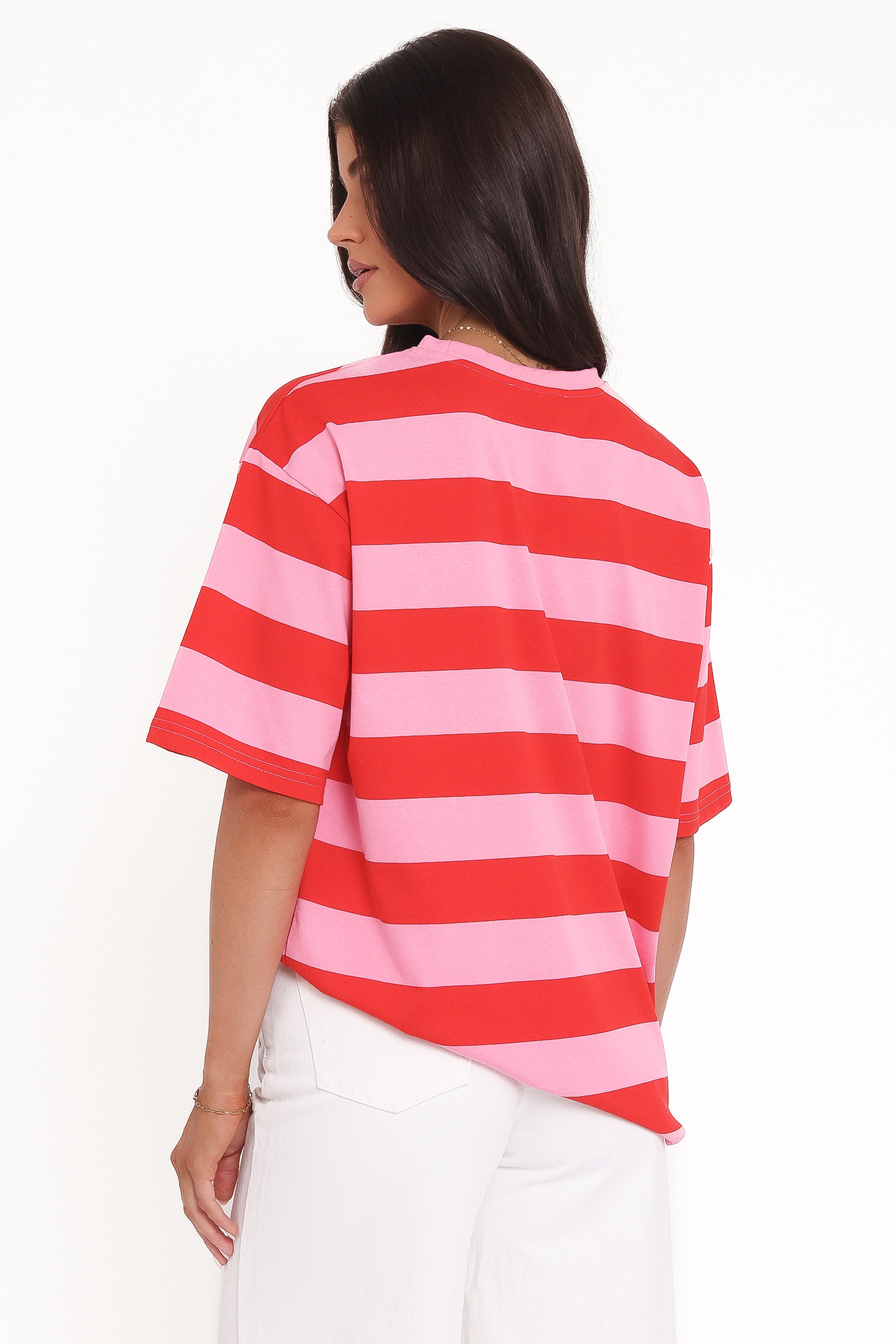 Zestora Tee - Red Pink Stripe
