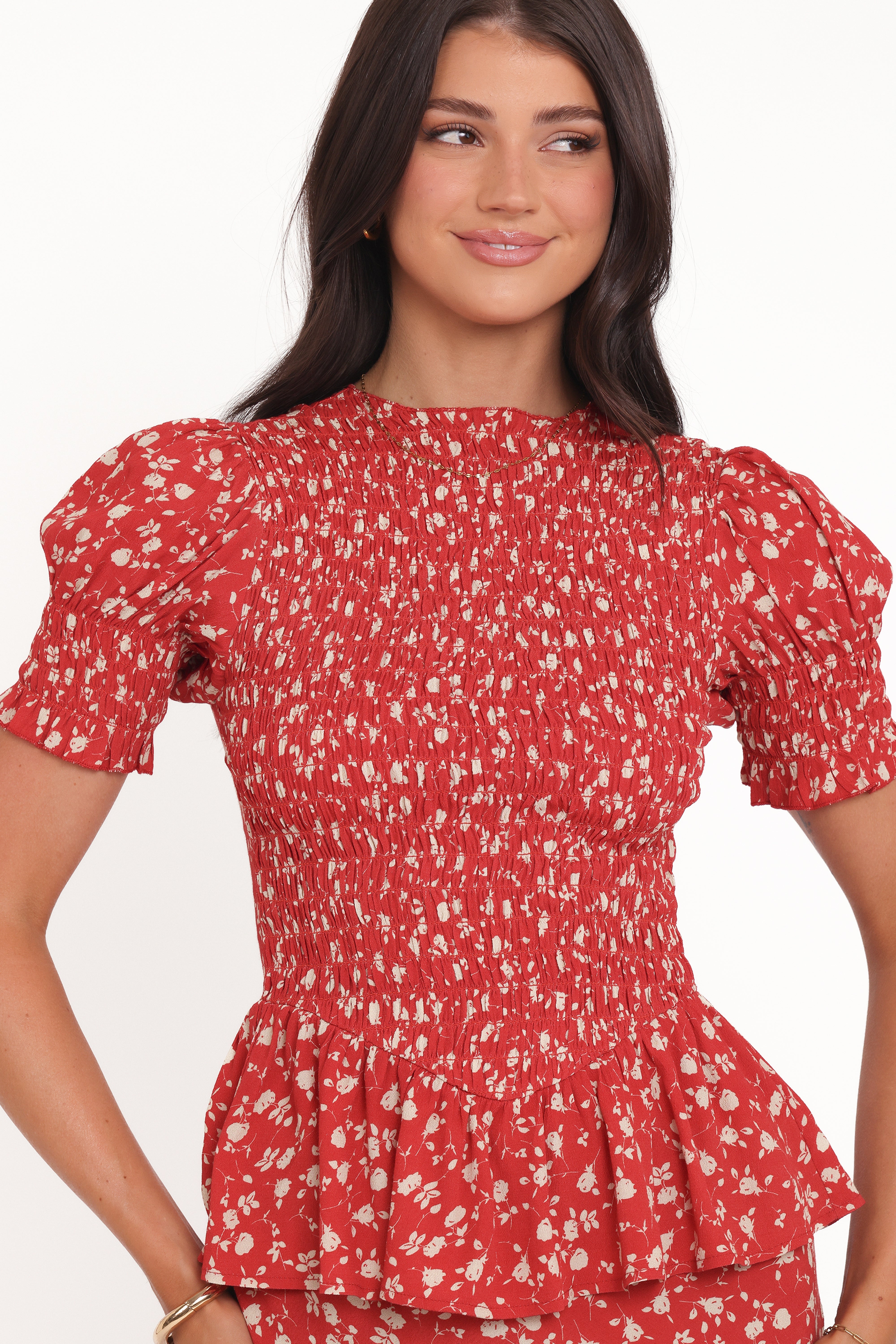 Zoella Peplum Top - Red Floral