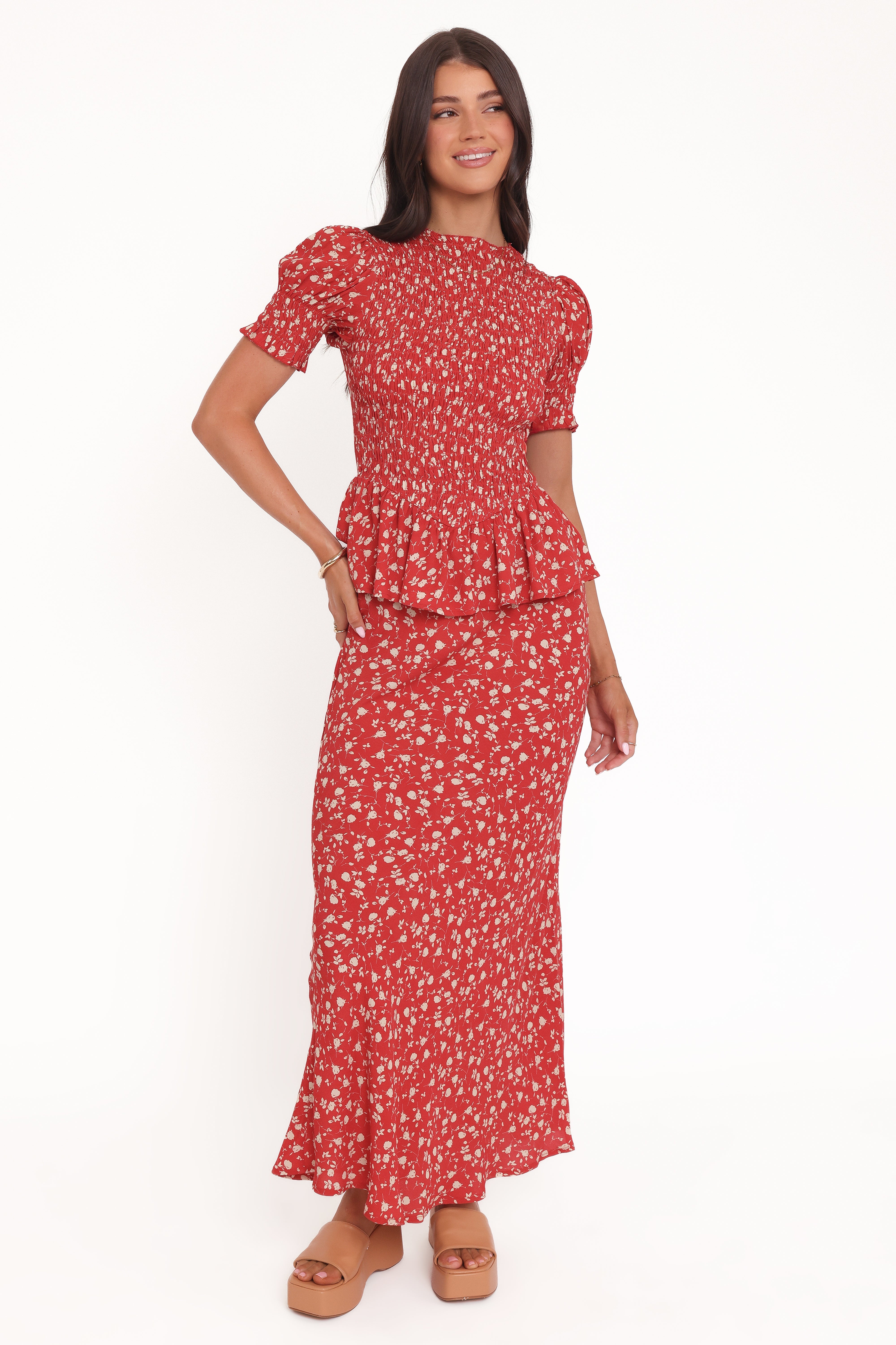 Zoella Peplum Top - Red Floral